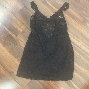 Victoria Secret Black Sheer Lace Slip Nightgown Adjustable strap Never Worn M